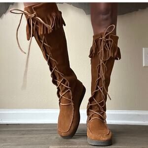 Delia’s Brown Faux Suede Moccasin Lace Up Boots Size 9